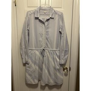 Gap Designed & Crafted Shirt Dress Blue White Stripe Drawstring Waist Cotton M